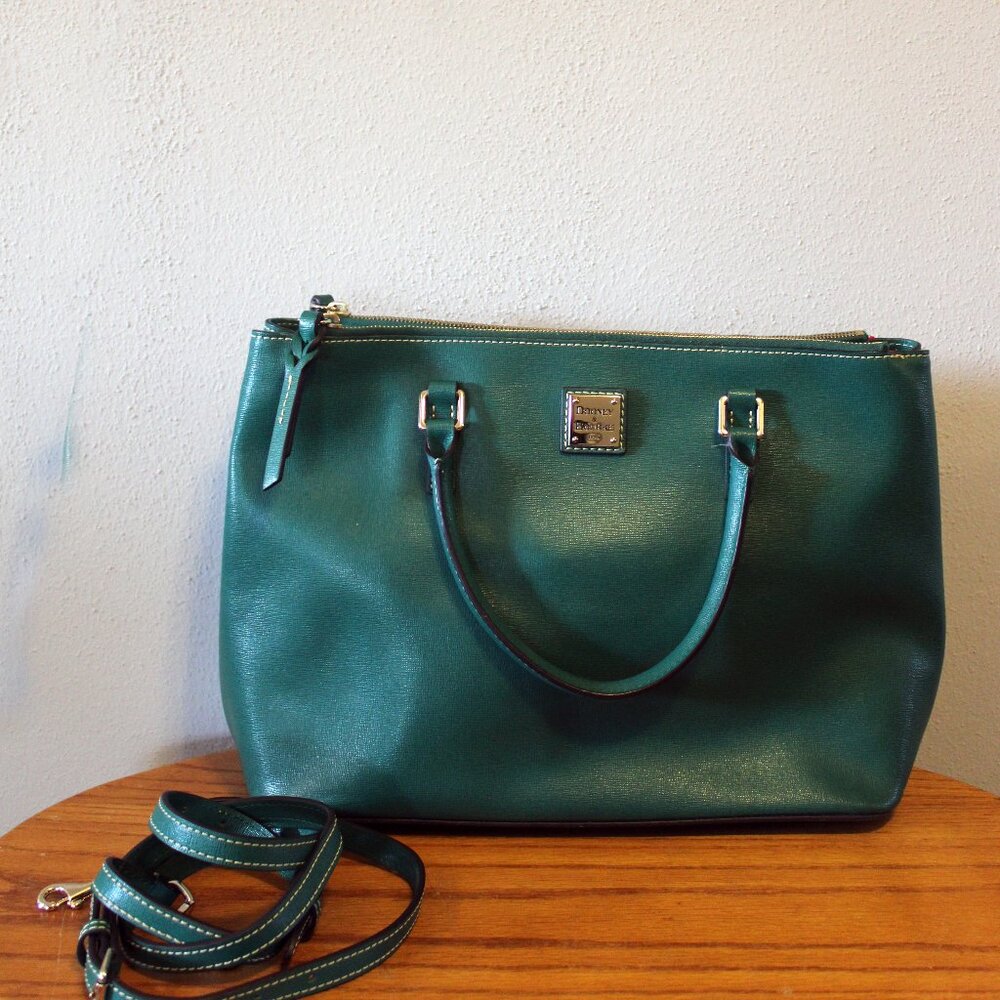 DOONEY & BOURKE Leaf Green Saffiano Leather Willa Crossbody Satchel
